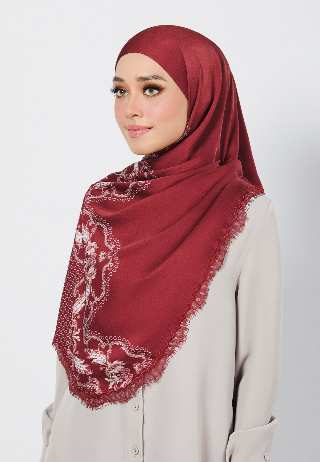 SHAWL WAYLA PRINTED WITH LACE